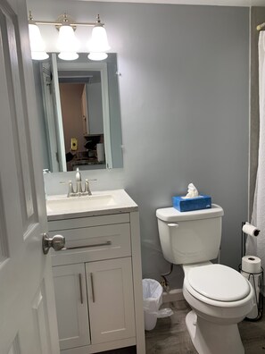 Badewanne, Handtücher, Seife, Toilettenpapier