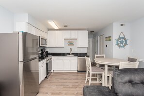 Fridge, microwave, oven, dishwasher