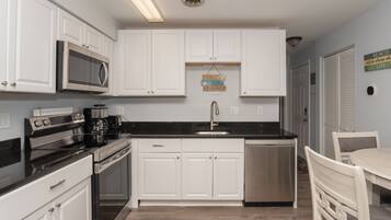 Fridge, microwave, oven, dishwasher