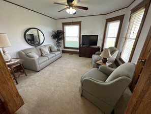 Smart TV, DVD player, books, video library