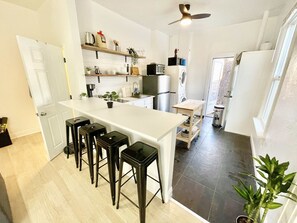 Fridge, microwave, oven, dishwasher