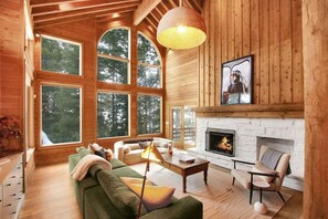 Televisión, chimenea, tenis de mesa y libros 