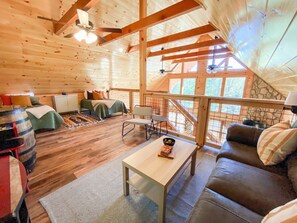 Smart TV, fireplace, video games, books