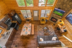Smart TV, fireplace, video games, books