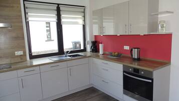 Frigorífico, microondas, horno y placa de cocina