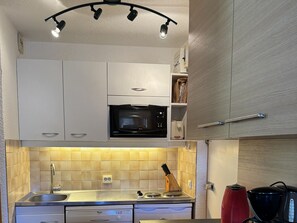 Fridge, microwave, dishwasher, coffee/tea maker - Ski-in/Ski-out Studio, Pets Allowed (Belle Plagne)