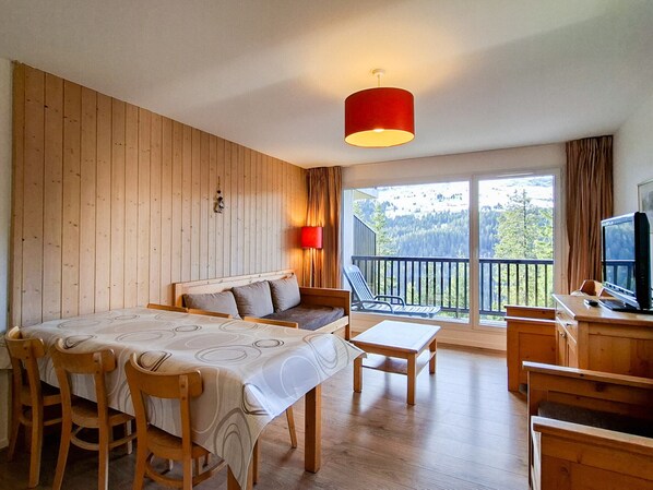 TV - Spacious apartment with balcony, pets allowed, central location and parking option (Flaine)