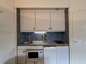 Réfrigérateur, micro-ondes, plaque de cuisson, lave-vaisselle