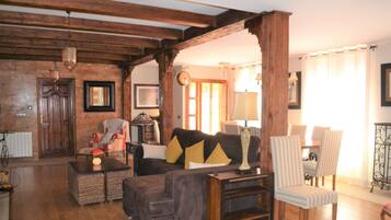 Una televisión, una chimenea, libros