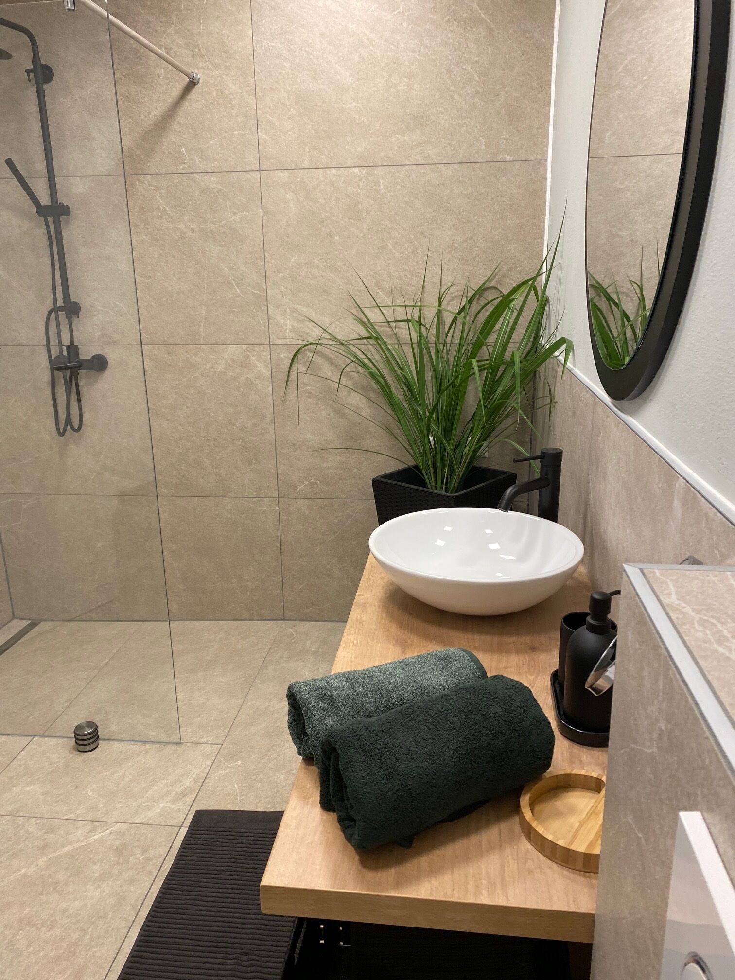 Dusche, Haartrockner, Handtücher