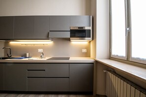 Kühlschrank, Mikrowelle, Ofen, Herdplatte