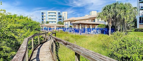 An outdoor walking trail around the community.