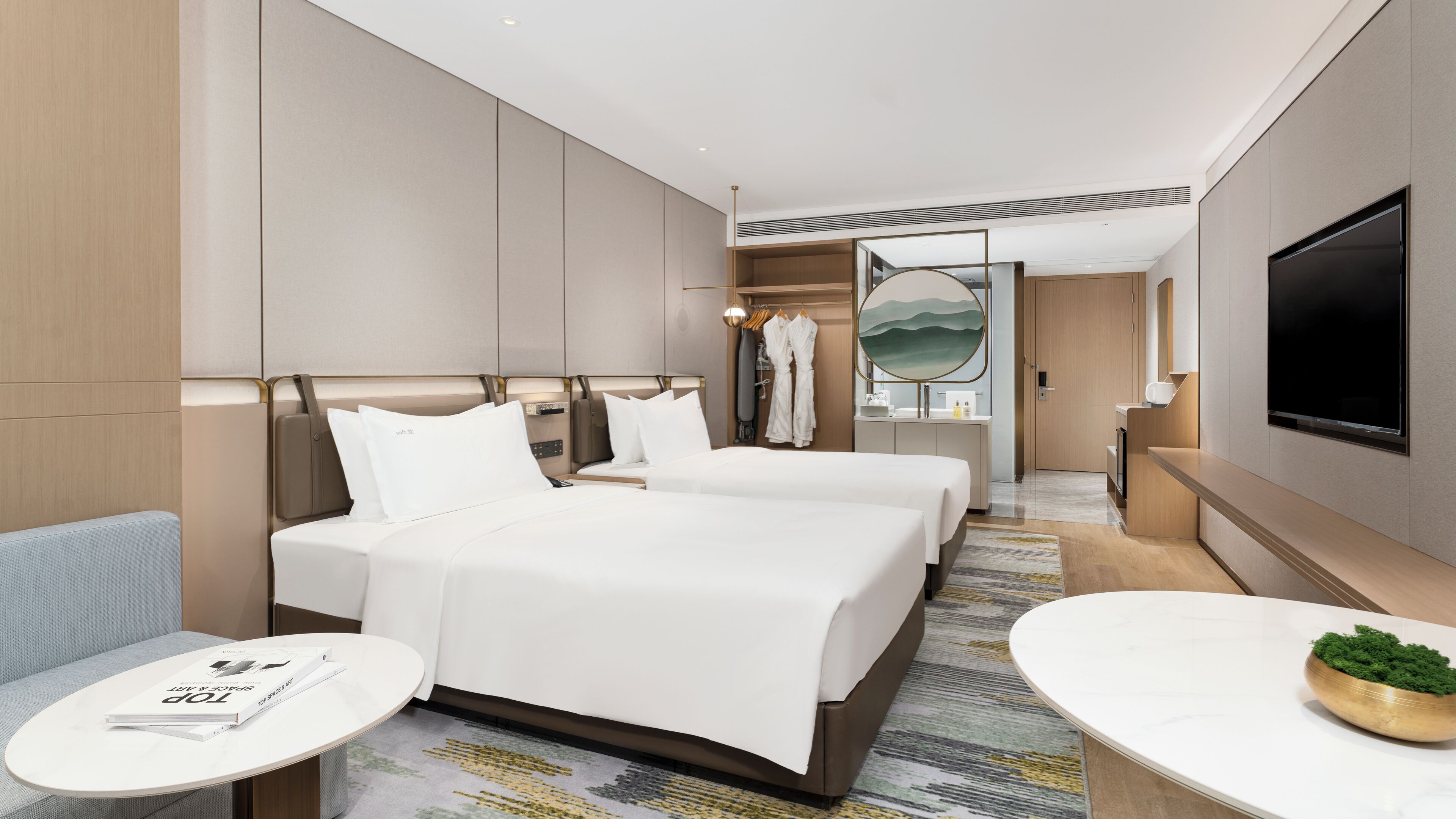Biancheria da letto di alta qualità, copriletto in piuma, minibar