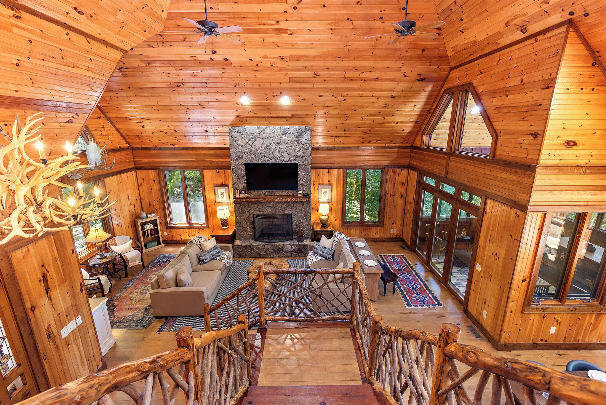 TV, fireplace, foosball