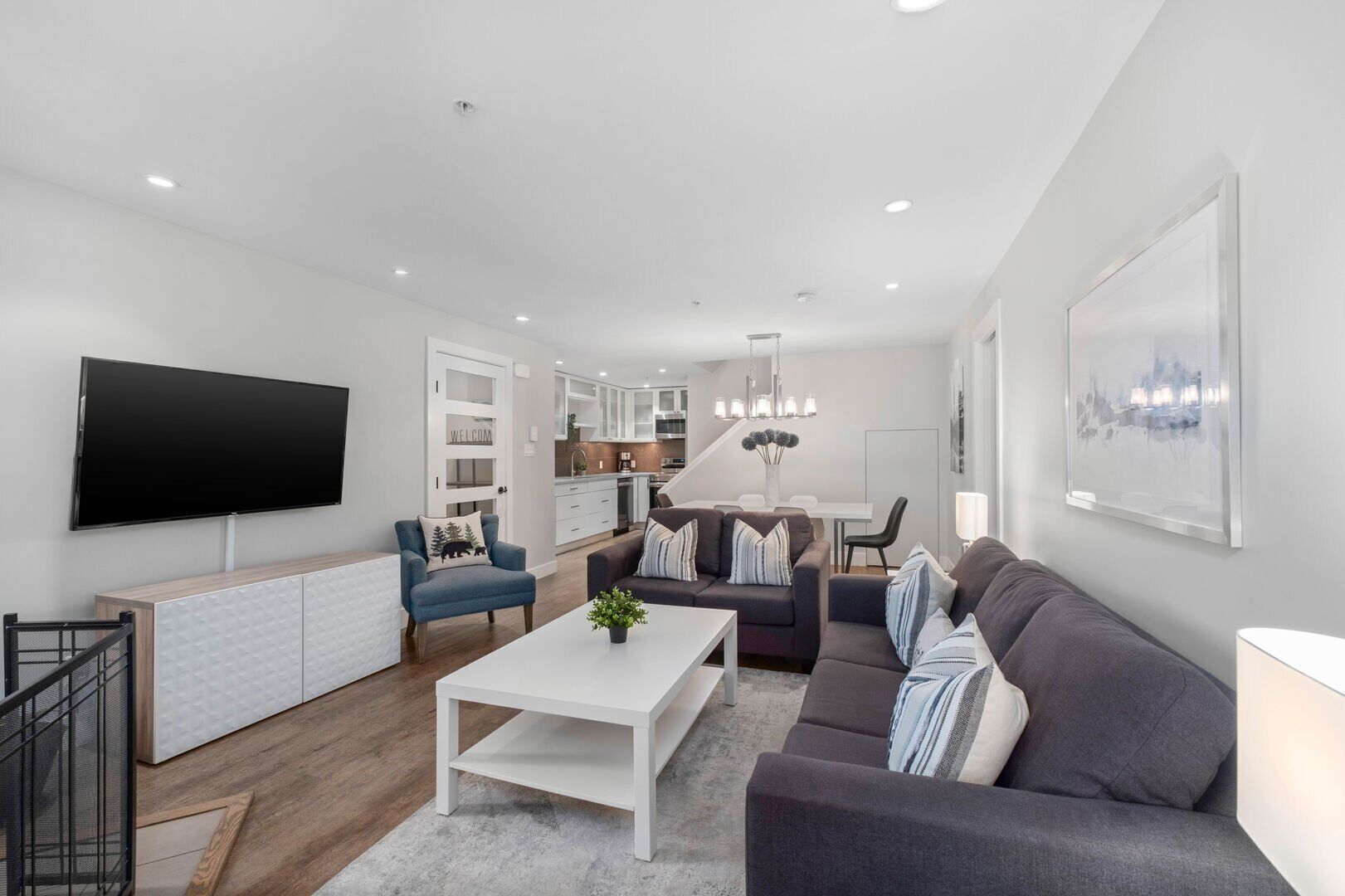 TV, fireplace