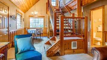 TV, fireplace, DVD player, video library