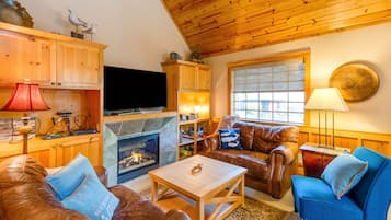 TV, fireplace, DVD player, video library