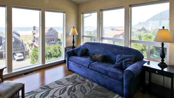 TV, fireplace, DVD player, books