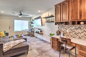 TV, books - Modern Desert Hot Springs Condo w/ Pool Access! (Desert Hot Springs)