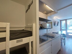 Fridge, microwave, coffee/tea maker, toaster