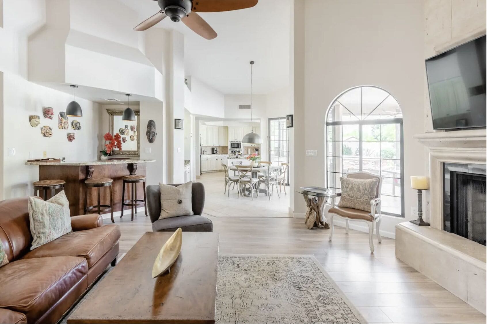 Smart TV, fireplace, foosball, offices