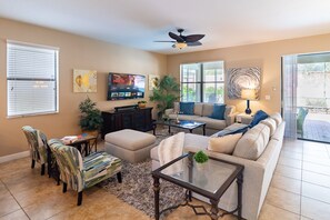 House, Multiple Beds, Pool Access, Pool View (Over the Moon) | Living room | 42-inch flat-screen TV with digital channels - Over the Moon (Davenport)