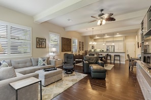 House, Multiple Beds, Hot Tub, Garden View | Living room | 50-inch TV with cable channels, MP3 dock - Mauna Lani Fairways #1405 (Kamuela)