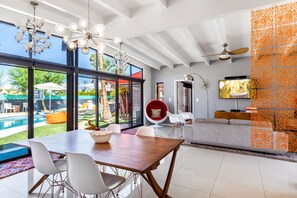 House, Multiple Beds, Private Pool, Mountain View | Living area | 40-inch TV with digital channels - Modern Desert Oasis (Palm Springs)
