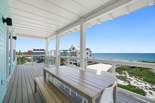 Outdoor dining - Escape to the North Cape! Saltworks -Gulf Views! Private Pool! (Port St. Joe)