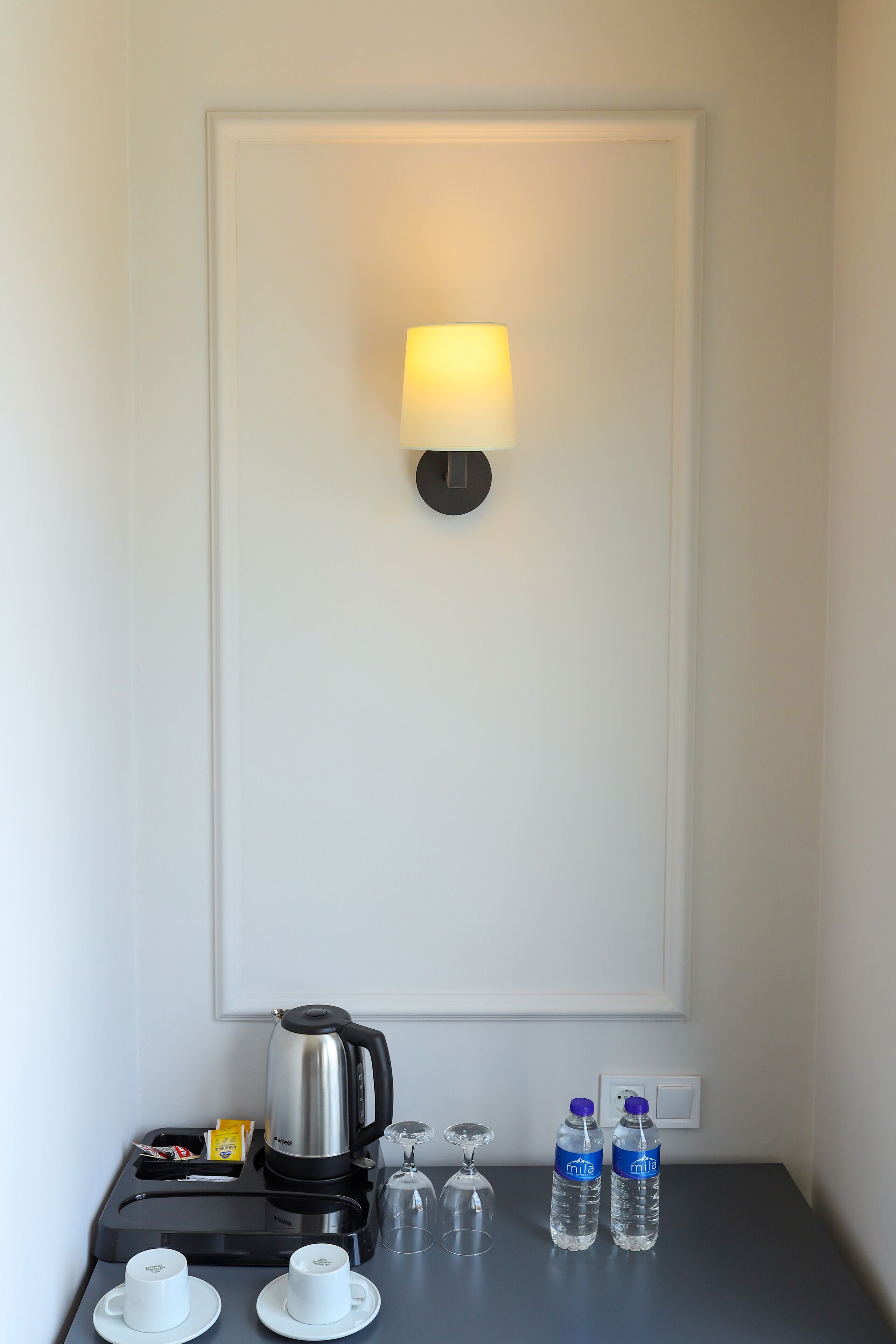 classic studio | minibar, desk, laptop workspace, bed sheets