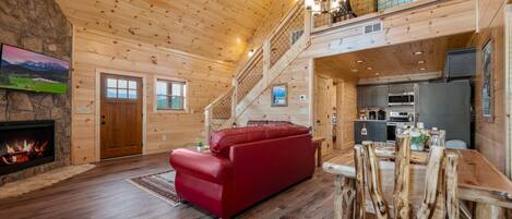 Smart TV, fireplace, video games