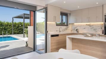 Luxury Villa, 3 Bedrooms | Private kitchen | Full-sized fridge, microwave, oven, stovetop