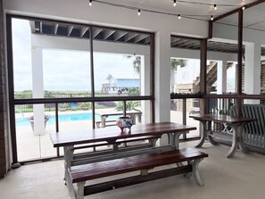 Dining - Beach front view. Golf Cart Friendly. Pool. Elevator. (Saint George Island)