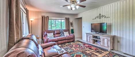 TV, DVD player, video library