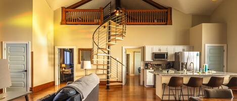 Smart TV, fireplace, video games, table football