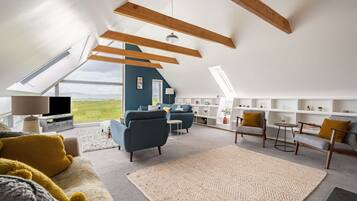 Una televisión, una chimenea