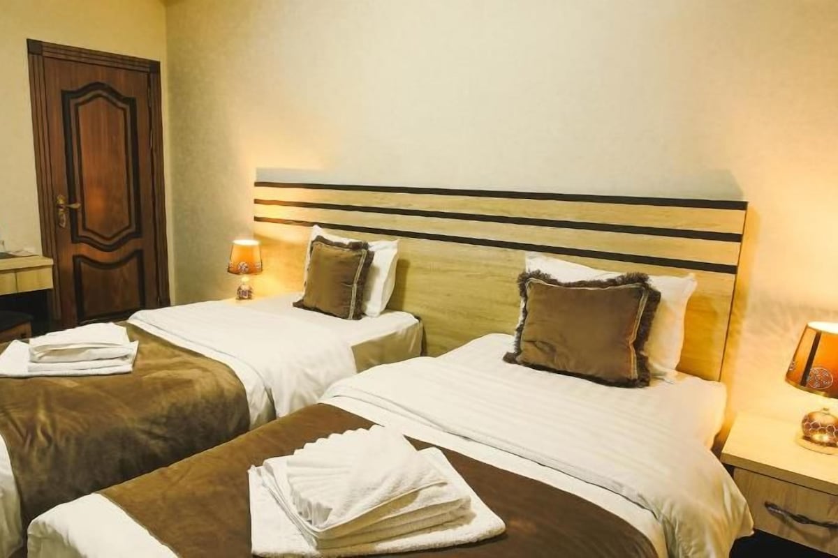 Desk, free WiFi, bed sheets