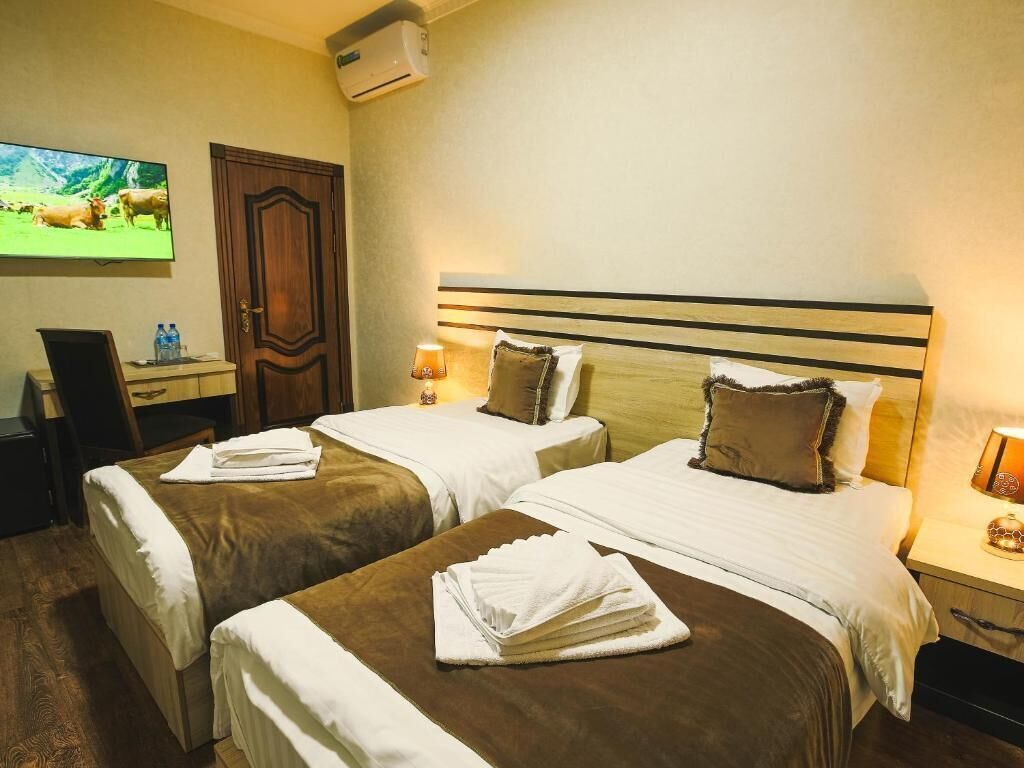 Desk, free WiFi, bed sheets