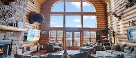 Smart TV, fireplace, DVD player, books