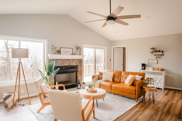 Smart TV, fireplace, video games