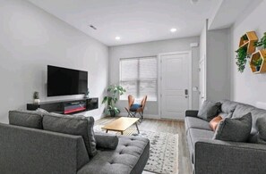 Smart TV, fireplace, video games