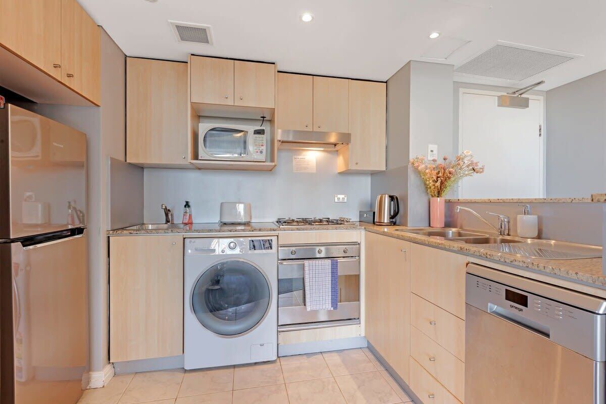 Fridge, microwave, oven, dishwasher