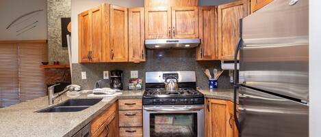 Fridge, microwave, oven, dishwasher