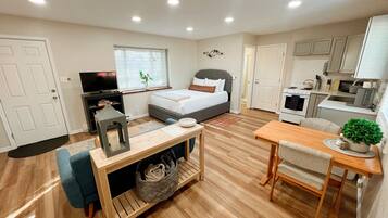 Desk, iron/ironing board, travel crib, free WiFi