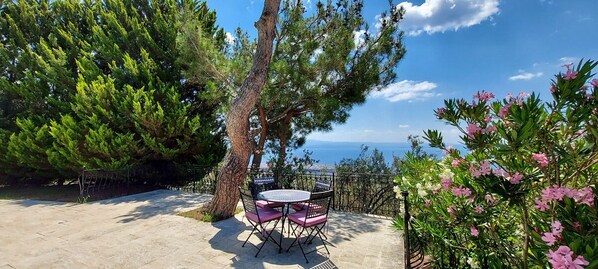 Alberca al aire libre por temporada y sombrillas en la alberca