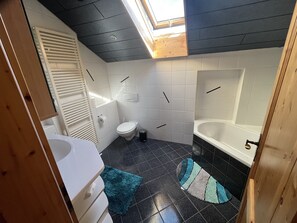Haartrockner, Handtücher, Seife, Toilettenpapier