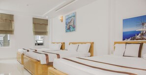 Premium bedding, memory-foam beds, blackout curtains, soundproofing