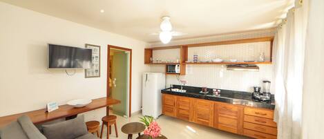 Fridge, microwave, toaster, blender