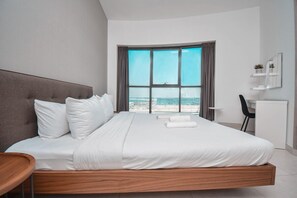 Căn hộ có tầm nhìn toàn cảnh, 2 phòng ngủ, quang cảnh thành phố | 2 phòng ngủ, bộ trải giường bằng vải cotton Ai Cập