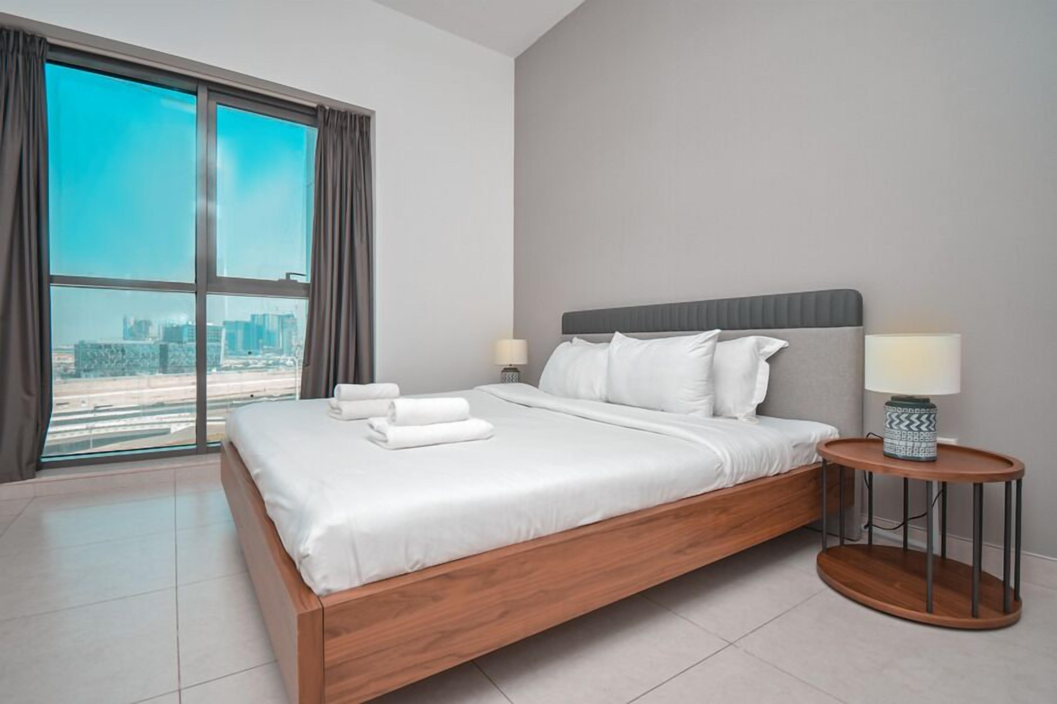 Apartemen Panorama, 2 kamar tidur, pemandangan kota | 2 kamar tidur, seprai katun Mesir, seprai premium, dan meja kerja
